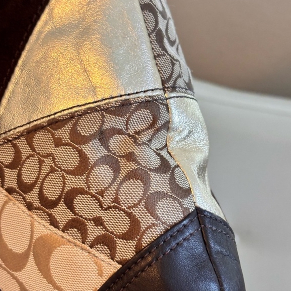 Coach Chevron Suede Multicolor Patchwork Shoulder… - image 7